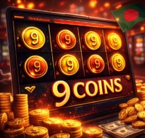 9 Coins online casino slot game in Bangladesh with gold coin reels real money BDT gameplay and jackpot wins